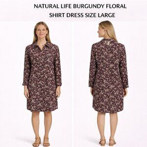 Natural Life Burgundy Floral Dress Size Large Size L NWT